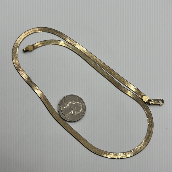 20” GOLD OVER STERLING 5mm HERRINGBONE CHAIN NECKLACE - Picture 6 of 8